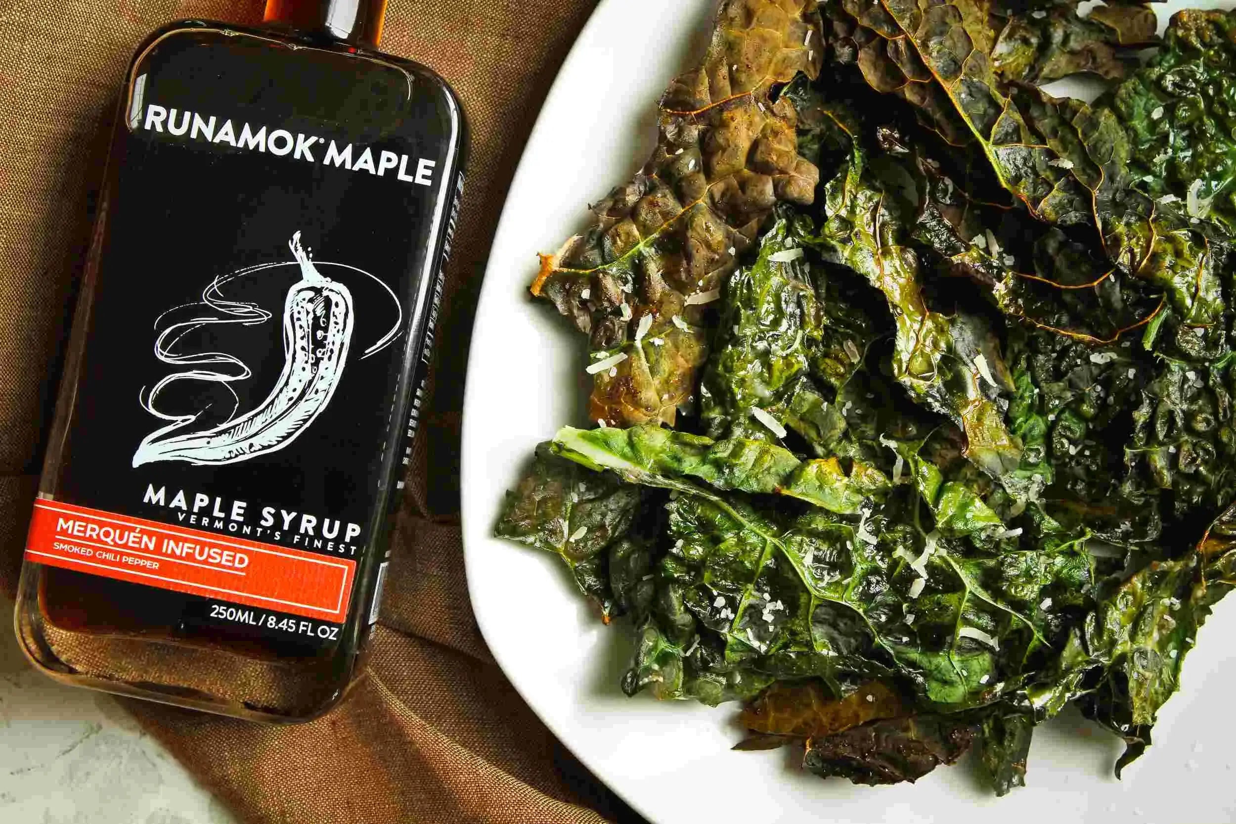 Runamok Maple - Recipe Kale Chips Glazed with Merquén and Parmesan