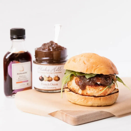 Runamok Maple - Recipe Turkey Burger with Goat Cheese and Onion Jam