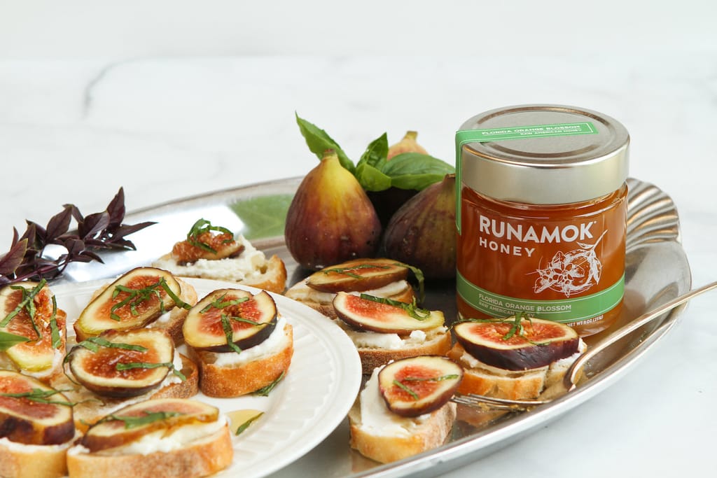 Fig, Honey, and Goat Cheese Bites with Runamok Florida Orange Blossom Honey