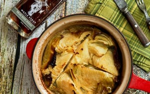 Roasted Cabbage with Horseradish Cream and Maple