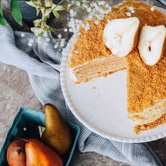 Russian Pear Cake with Ginger Infused Maple Syrup by Runamok Maple