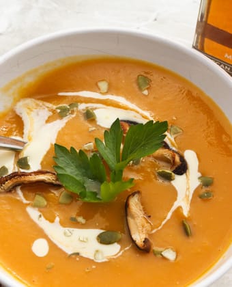 Smoked maple syrup and butternut squash soup by Runamok Maple