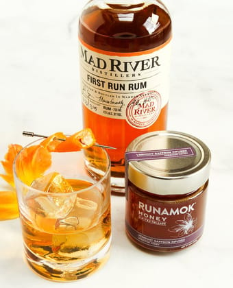 Saffron rum old fashioned