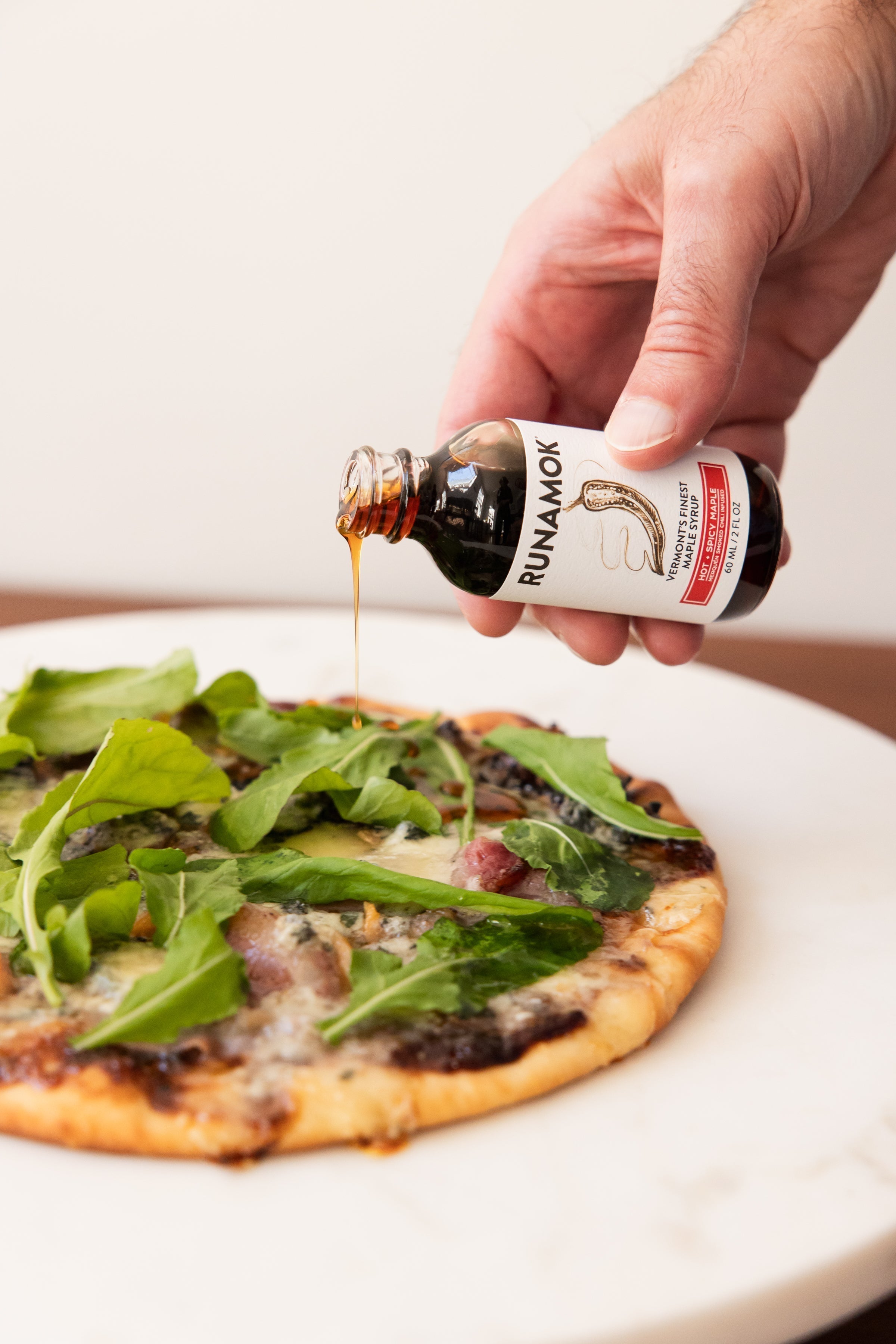Plum and Blue Cheese Flatbread with Spicy Maple