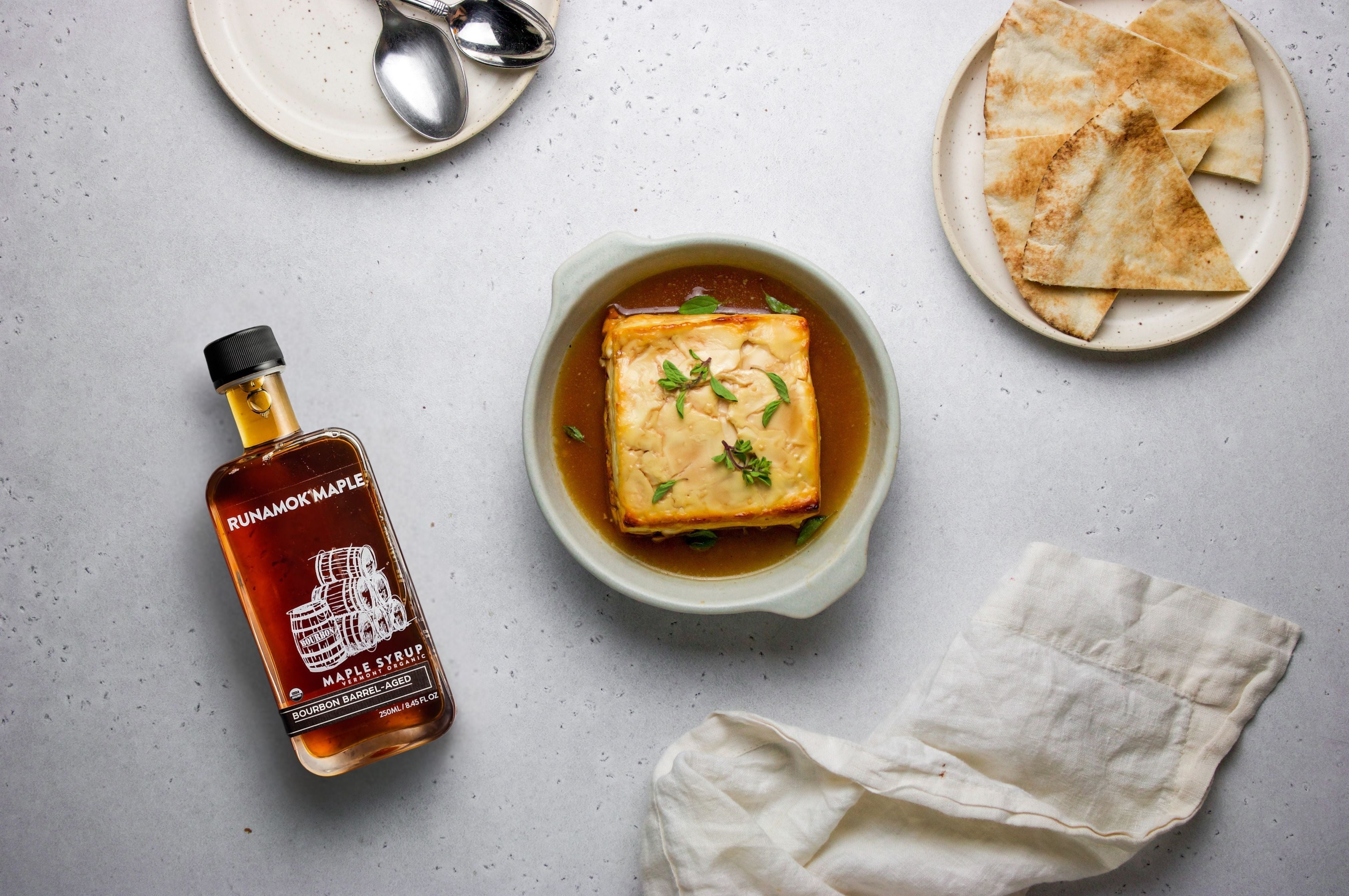 Baked Feta With Bourbon Barrel-Aged Maple Syrup