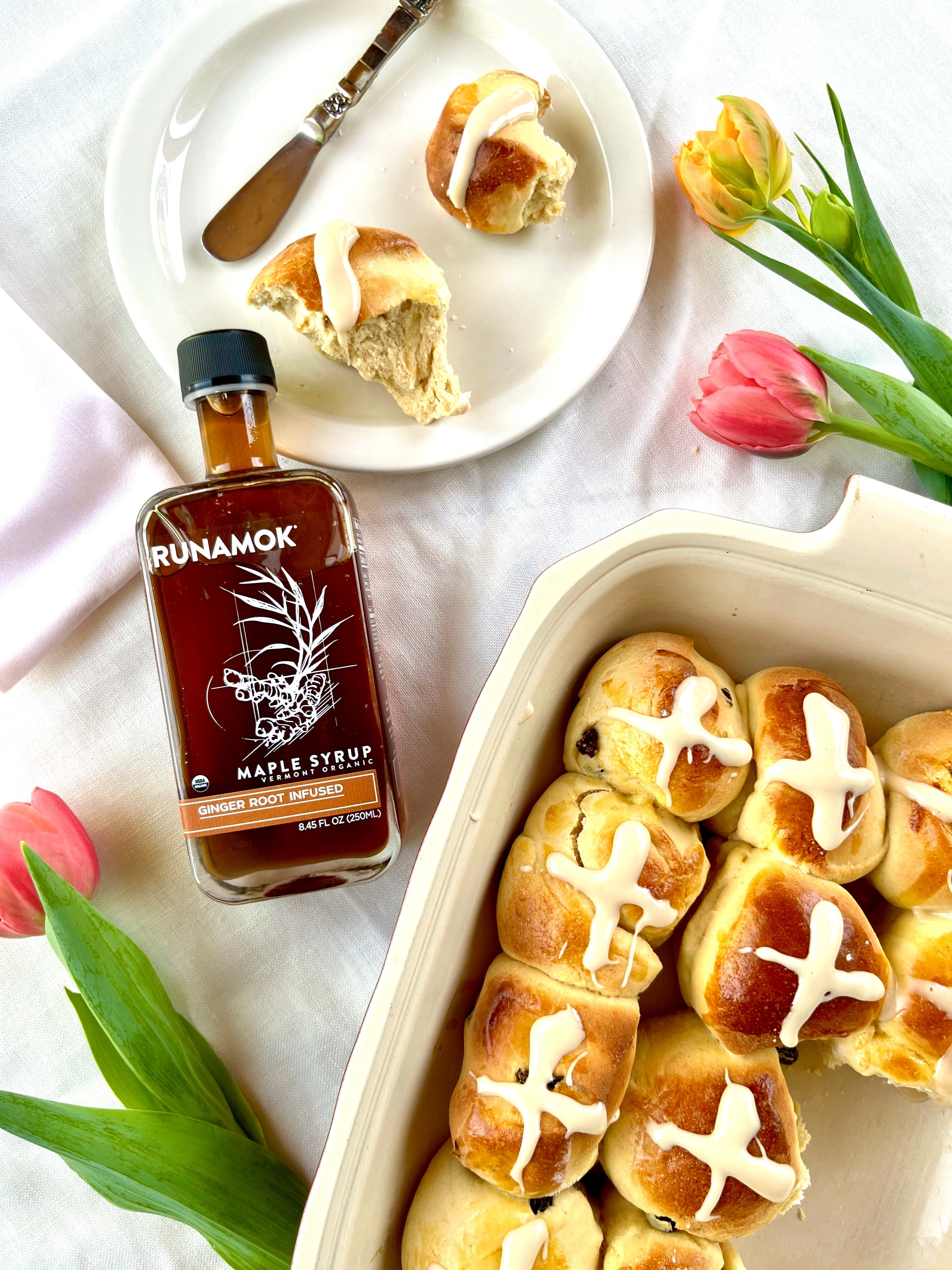Hot Cross Buns with Maple Glaze