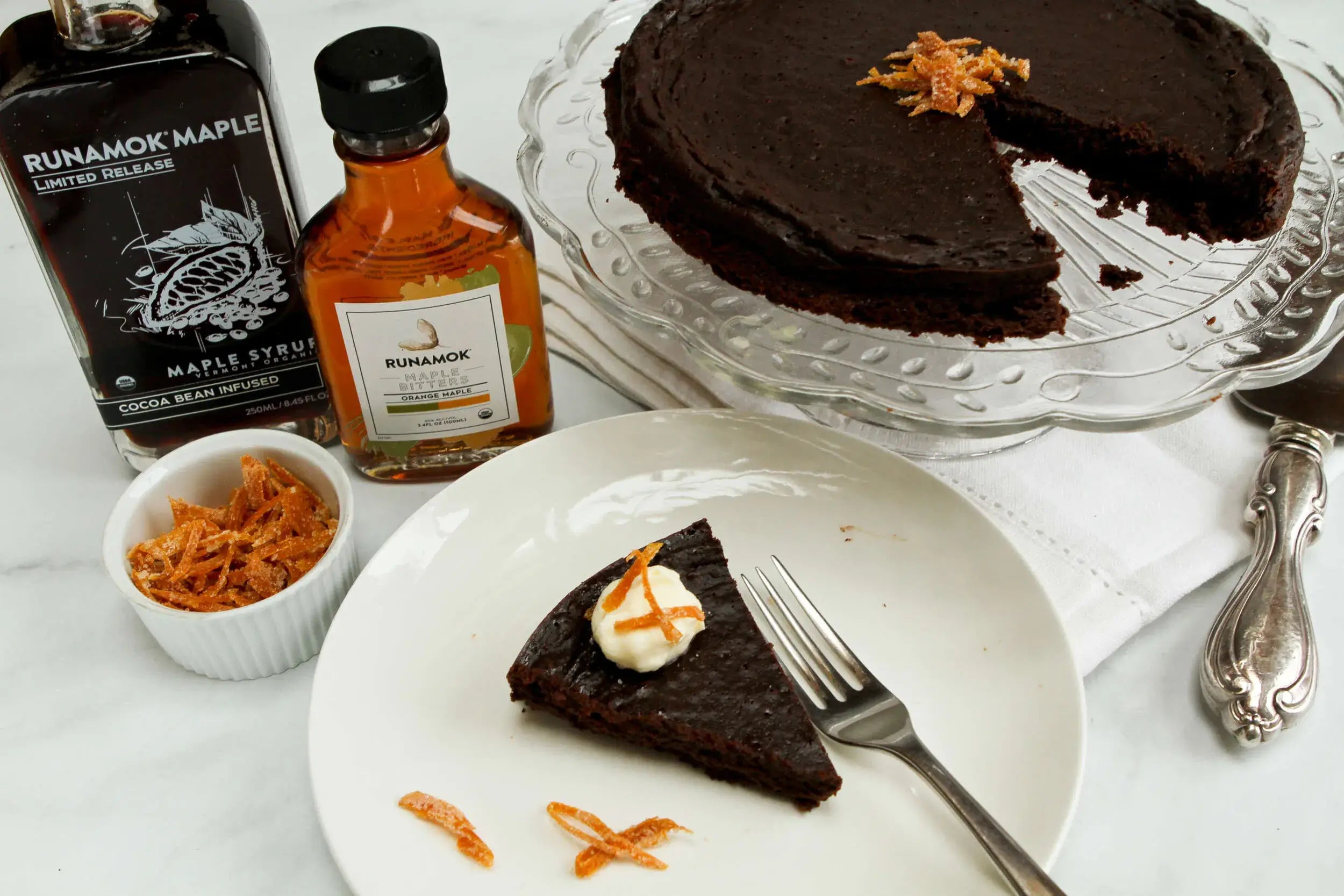 Runamok Maple - Recipe Flourless Chocolate Cake with Orange Bitters