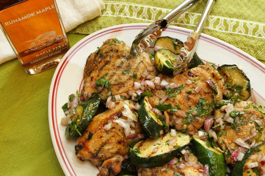 Runamok Maple - Recipe Grilled Chicken Thighs and Zucchini with Lemon-Maple Syrup