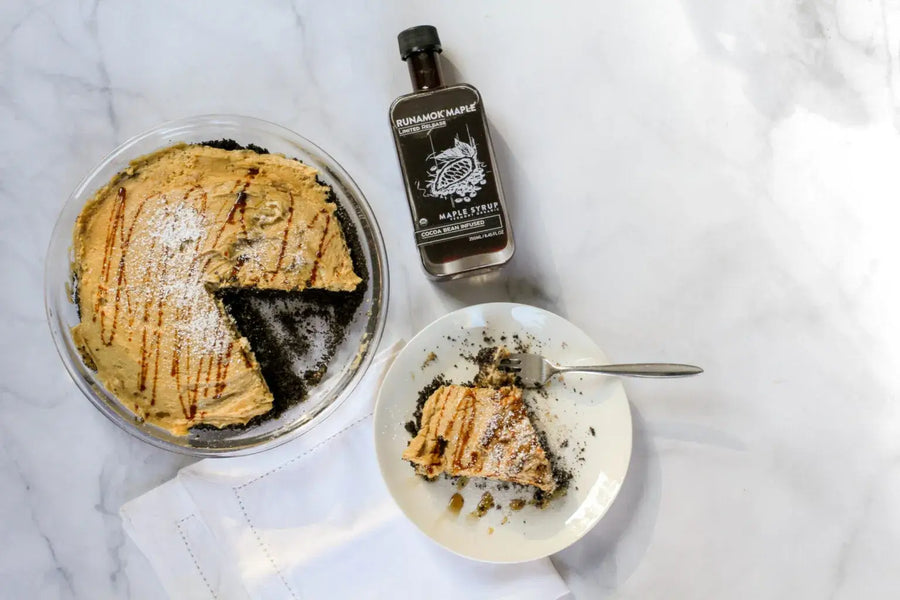 Peanut Butter Pie with Cocoa Bean Infused Maple Drizzle