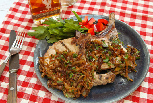 Runamok Maple - Recipe Pork Chops with Caramelized Onions and Smoked Maple