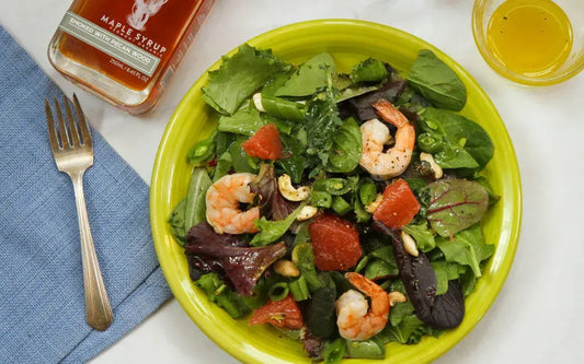 Runamok Maple - Recipe Spring Greens with Shrimp, Grapefruit, Snow Peas and Smoked Maple Vinaigrette