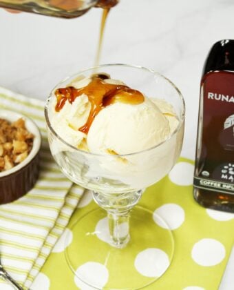 Ice Cream Sundae with Vanilla Ice Cream, Hazelnut Praline and Coffee Infused Maple
