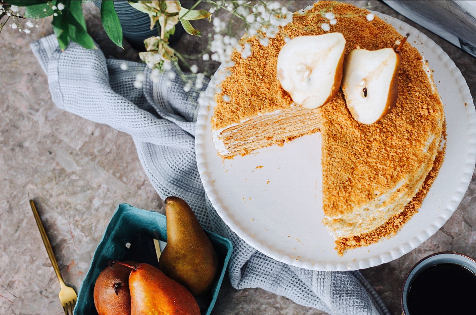 Russian Pear Cake with Ginger Infused Maple Syrup by Runamok Maple