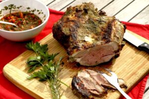 Butterflied Leg of Lamb with Mint Vinagrette 1 1