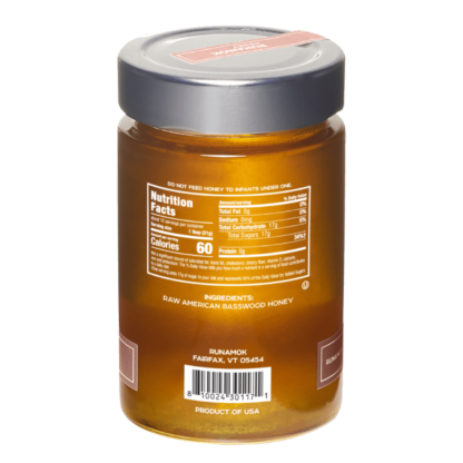 Basswood Blossom Honey by Runamok Back Label
