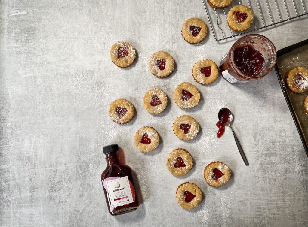 Orange Linzer Cookies with Floral Maple Bitters