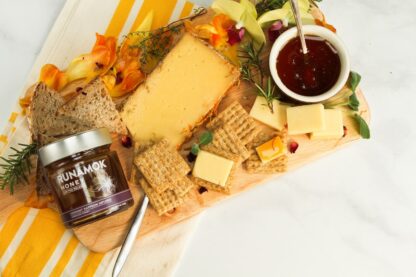 Vermont Saffron Infused Honey paired with a cheese plate