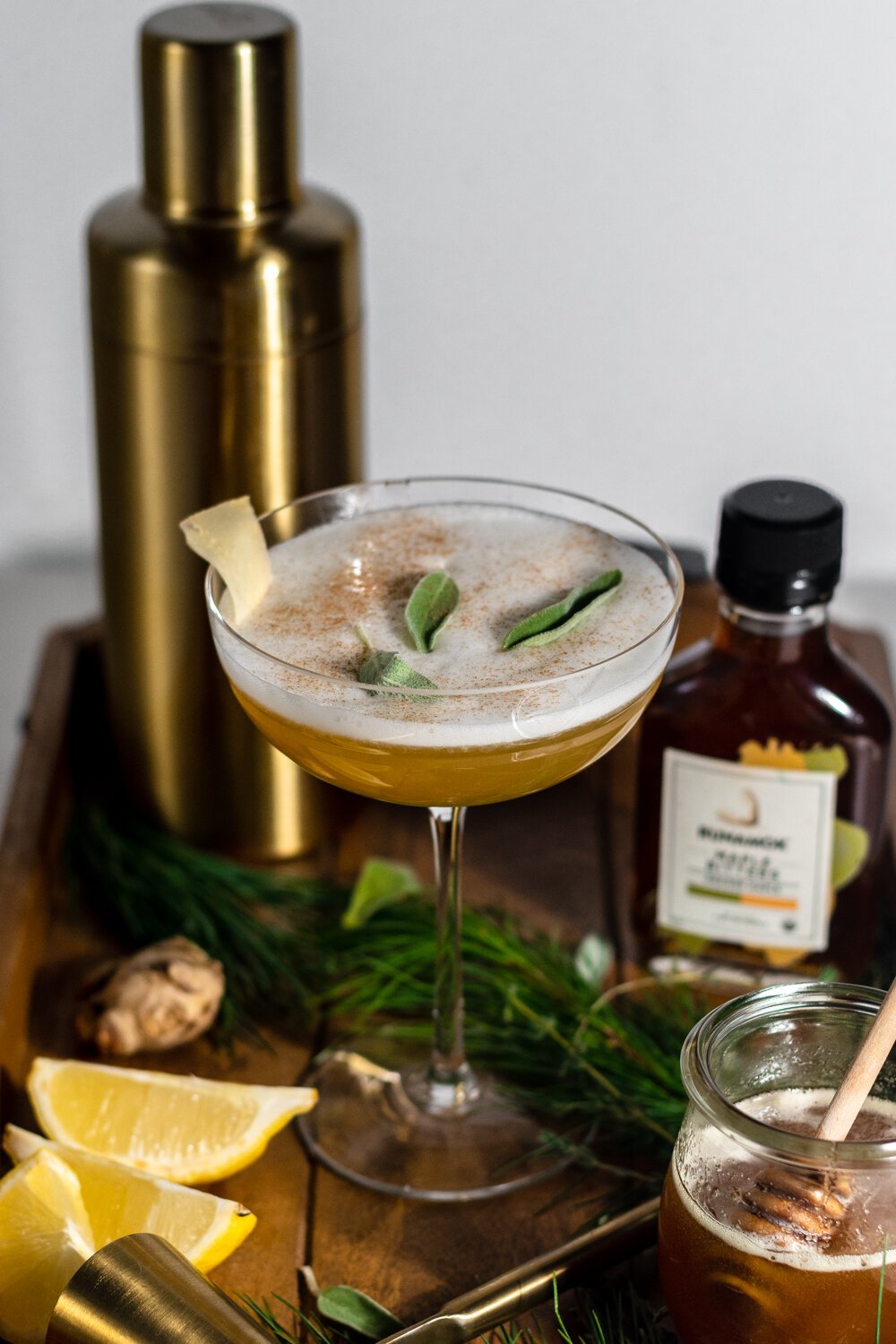 @bearnecessities Sage Ginger Whiskey Sour with Orange Bitters