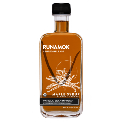 Vanilla Bean Infused Maple Syrup by Runamok Front w Bean